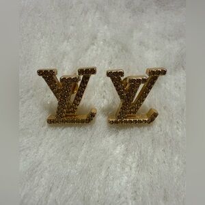 Monogram Crystals Goldtone Crystals Earrings LV Fashion Jewelry